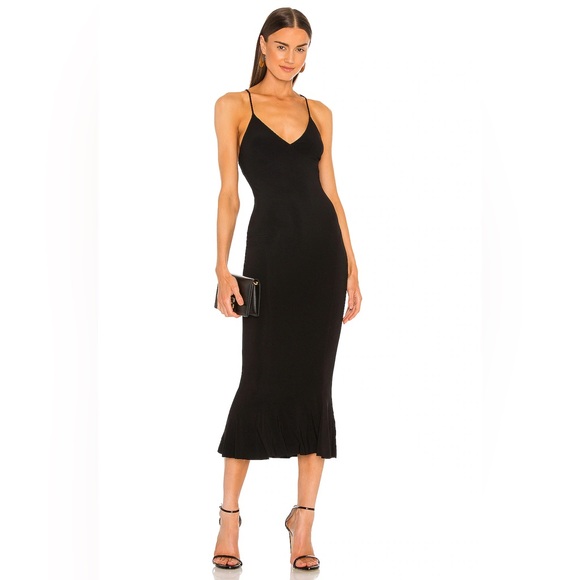 x REVOLVE Slip Fishtail Dress in Black - Picture 1 of 7